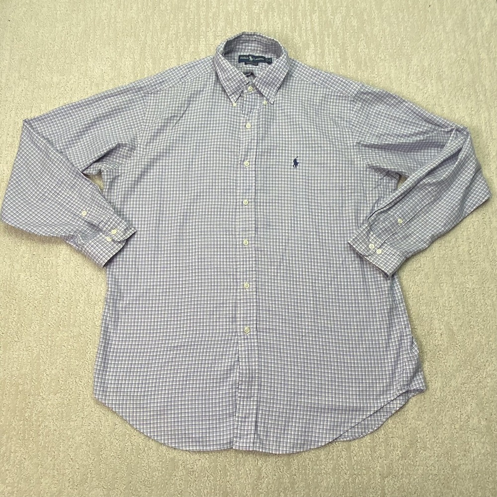 Ralph Lauren Yarmouth Button Down Shirt Blue Pink Check Long Sleeve 16-34/35*